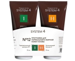 Набор System-4 шампунь терапевтический №1 для нормальной и жирной кожи + бальзам Н увлажняющий 75 мл + 75 мл