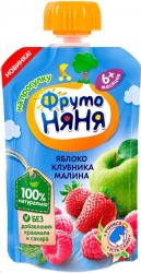 Десерт, Фрутоняня 90 г яблоко клубника малина с 6 мес